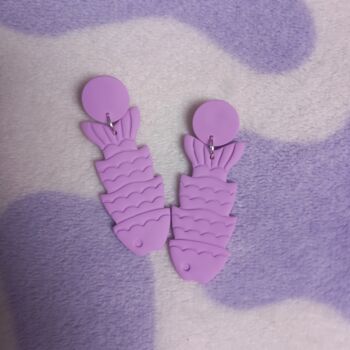 Large Fish Shaped Polymer Clay Dangle Earrings, 4 of 4