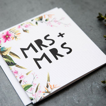 'Mrs + Mrs' Lesbian Wedding Card, 2 of 3