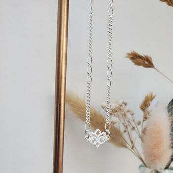 Sterling Silver Lotus Flower Chain Anklet, 5 of 5