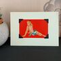 Father's Day Pin Up Vintage Card: Lady On Red, thumbnail 1 of 2