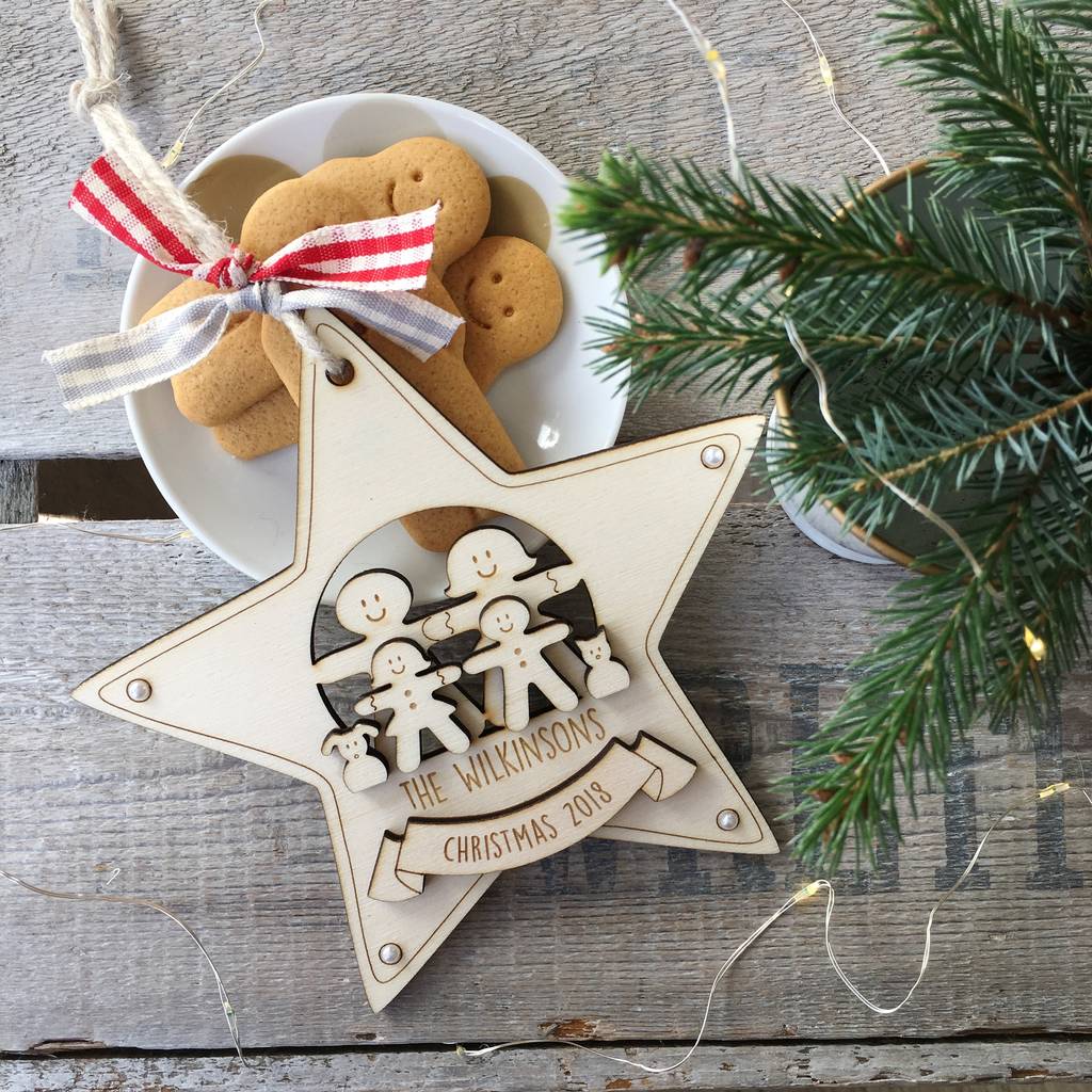 personalised gingerbread family christmas decoration by just toppers