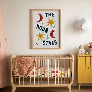 The Moon And Stars Hand Painted Nursery Print, 3 of 7