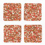 Red Speckled Square Cork Coasters Set Of Four, thumbnail 2 of 6