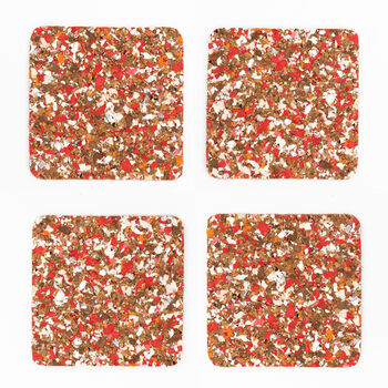 Red Speckled Square Cork Coasters Set Of Four, 2 of 6