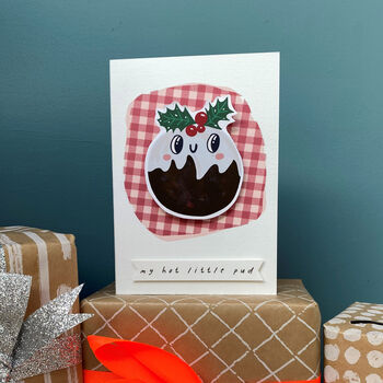 'My Little Pud' Wobbling Christmas Card, 4 of 5