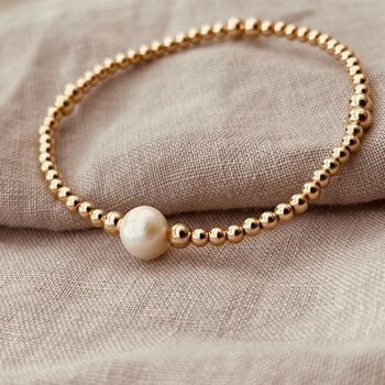 18ct Gold Plated Bead And Freshwater Pearl Bracelet, 2 of 3