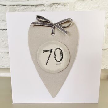 70th Heart Birthday Card ~ Handmade, 3 of 3
