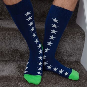 Starfall Royal Blue And Argyle Crimson Men's Socks Bundle, 3 of 6