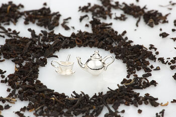 Sterling Silver Teapot And Teacup Stud Earrings, 2 of 4