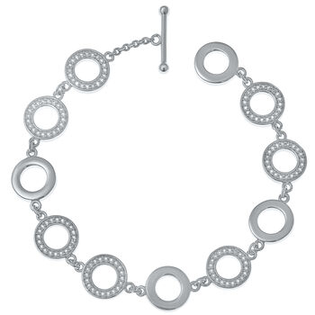 925 Sterling Silver Art Deco Halo Bracelet, 2 of 5