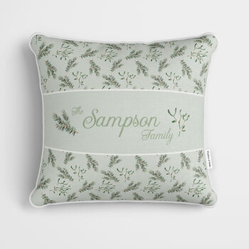 Personalised Green Woodland Christmas Cushion, 2 of 7