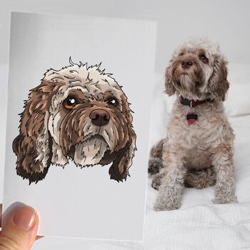 Personalised Cat And Dog Face Portrait Print, 3 of 10