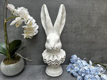 37cm Off White Stone Effect Rabbit Bust Statue Ornament, 10 of 12