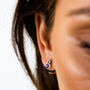 Holi Jewel Birthstone Silver Stud Hoop Earrings, thumbnail 3 of 6