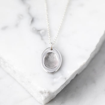 Silver Oval Fingerprint Charm Necklace, 4 of 9