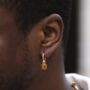 Gold Plated Tigers Eye Dangle Hoop Earring For Men, thumbnail 4 of 11