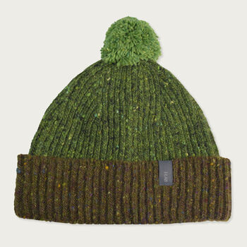 T Lab Bob Green Donegal Wool Bobble Beanie Hat, 6 of 7