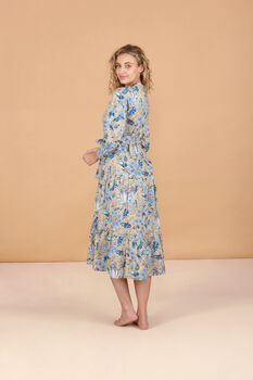 Indian Cotton Indigo Lotus Print Dress, 2 of 3