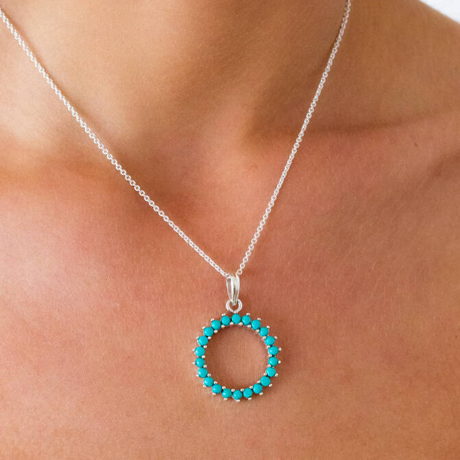 Halo Radiance Turquoise Silver Large Necklace, 1 of 12
