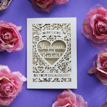On Your Engagement Personalised Paper Cut Card, 7 of 12