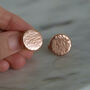 Curve Engraved Hammered Copper Cufflinks, thumbnail 4 of 7