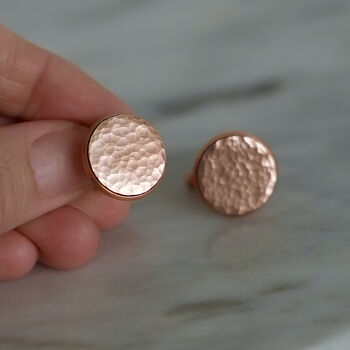 Curve Engraved Hammered Copper Cufflinks, 4 of 7