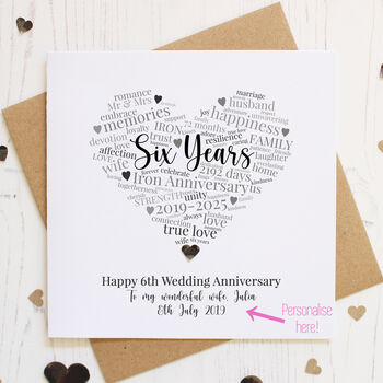 Personalised 6th Iron Wedding Anniversary Card, 2 of 5