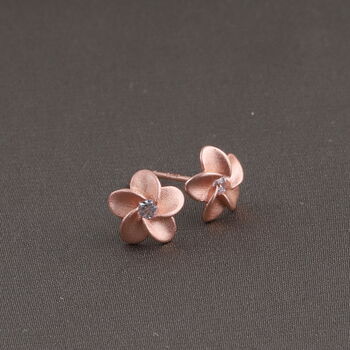 Sterling Silver Forget Me Not Flower Earrings Studs, 6 of 7