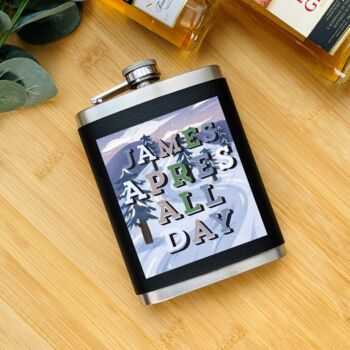 Personalised Apres All Day Skiing Hip Flask, 2 of 4