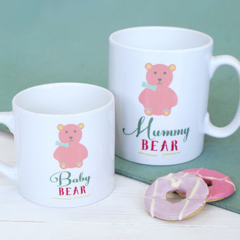 Personalised Pastel Mummy And Baby Bear Mug Set, 2 of 4