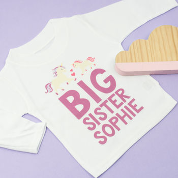 Personalised Unicorn Big Sister Girls Top / T Shirt, 5 of 5