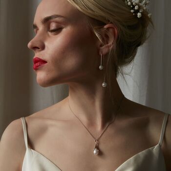 Sterling Silver Double Pearl Earrings, 4 of 5