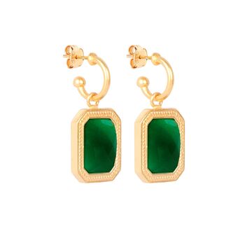 Rectangular Emerald Green Crystal Hoops, 2 of 4