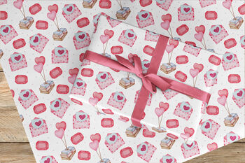 Cute Valentines Love Letters Wrapping Paper Roll #577, 3 of 3