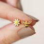 Mismatched Bee And Daisy Stud Earrings In Gold Plating, thumbnail 1 of 4