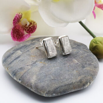 Muonionalusta Meteorite Sterling Silver Earrings, 6 of 7
