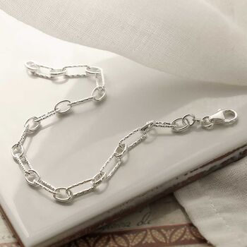 Sterling Silver Sparkling Dual Link Bracelet, 4 of 5