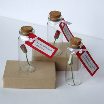 Tiny Single Rose In A Bottle With Personalised Message, 4 of 11