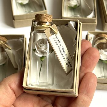 Personalised Paper Red Or Cream Roses In Bottles Wedding Party Favours, 5 of 12
