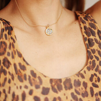 Zodiac Star Sign Disc Shaped Necklace – 12 Signs, 4 of 12