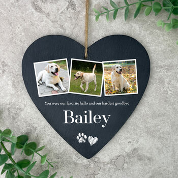 Personalised Pet Photo Slate Hanging Heart Decoration 15 X 16cm, 2 of 8