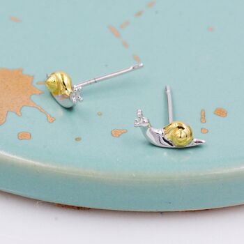 Tiny Little Snail Stud Earrings In Sterling Silver, 6 of 11