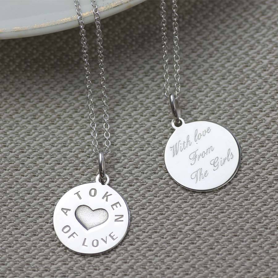 Personalised Silver And Gold Love Token Pendant, 1 of 9