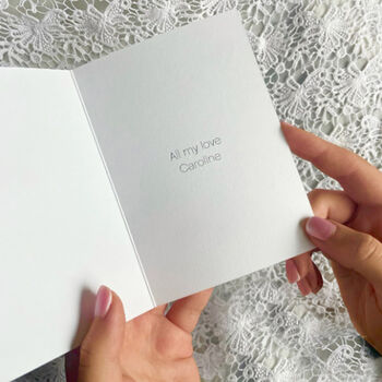 Personalised 4th Linen Anniversary Origami Heart Card, 6 of 7