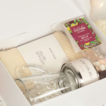 Personalised Glass Mug Warm And Cosy Gift Box Hamper, 3 of 7
