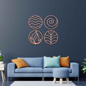 Handmade Wooden Four Elements Wall Art Set For Modern Home Decor, 4 of 9