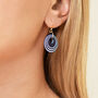 Navy And White Stripey Circular Earrings, thumbnail 2 of 6