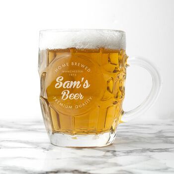 Personalised Home Brewed Dimpled Beer Glass, 3 of 6