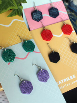 D20 Dice Stainless Steel Dangle Earrings, 5 of 8
