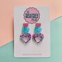 Triple Heart Glitter Earrings, thumbnail 2 of 2